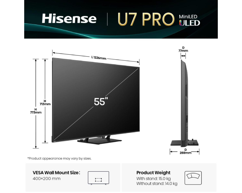 55 inča 55U7Q PRO ULED Mini-LED 4K UHD Smart TV