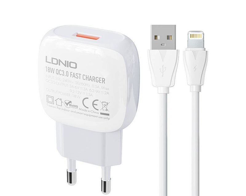 A1306Q QC 3.0 18W punjač + kabl za iPhone