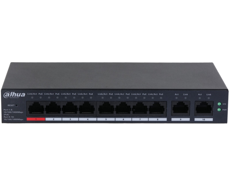 CS4010-8GT-110 10-Port Cloud Managed Desktop Gigabit Switch with 8-Port PoE