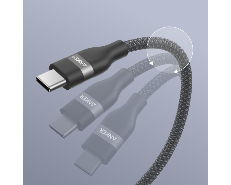 USB tip-C kabl M/M 1.8m, za Super brzo punjenje 240W/480Mbps, pleteni, crni