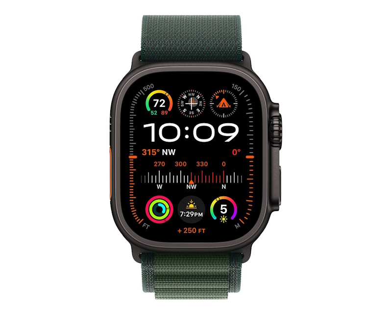 Watch Ultra2 v2 Cellular 49mm Black Titanium Case with Dark Green Alpine Loop - Medium (mx4r3se/a)
