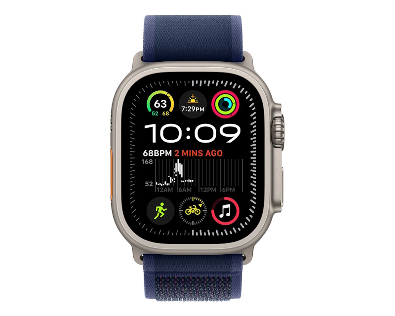 Watch Ultra2 v2 Cellular 49mm Natural Titanium Case with Blue Trail Loop - M/L (mx4l3se/a)