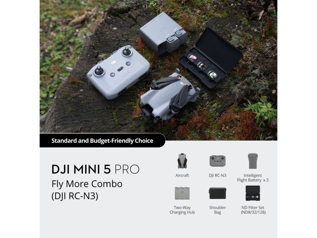 DJI Mini 5 Pro Fly More Combo (DJI RC-N3) 4K/60fps HDR, ActiveTrack 360, up to 36 min flight time,C0