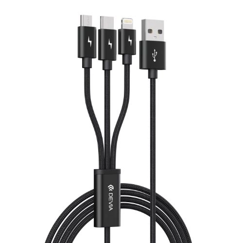 Devia cable 3in1 Gracious EC048 USB - Lightning + USB-C + MicroUSB 1,2 m 3A black