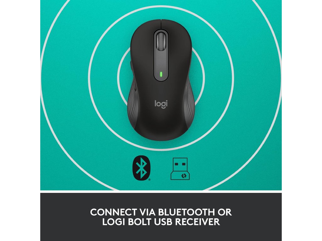 LOGITECH Signature M650 Wireless Bluetooth Mouse, 4000 dpi, 10 m wireless range, Graphite