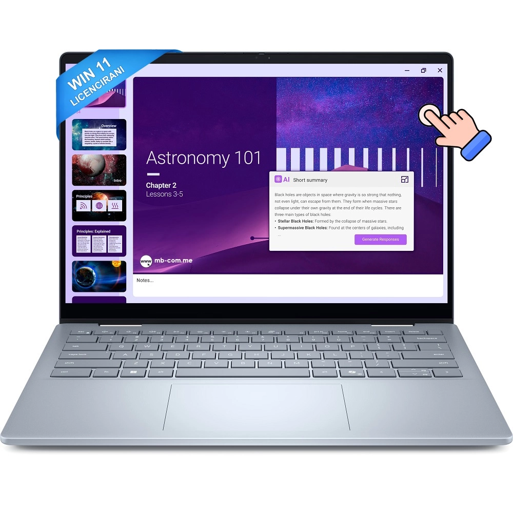 Dell 14 Plus 2-in-1 Win11Home Ultra5 226V/512GB/16GB/14" 2K Touch/Intel arc/backlit US/Ice blue