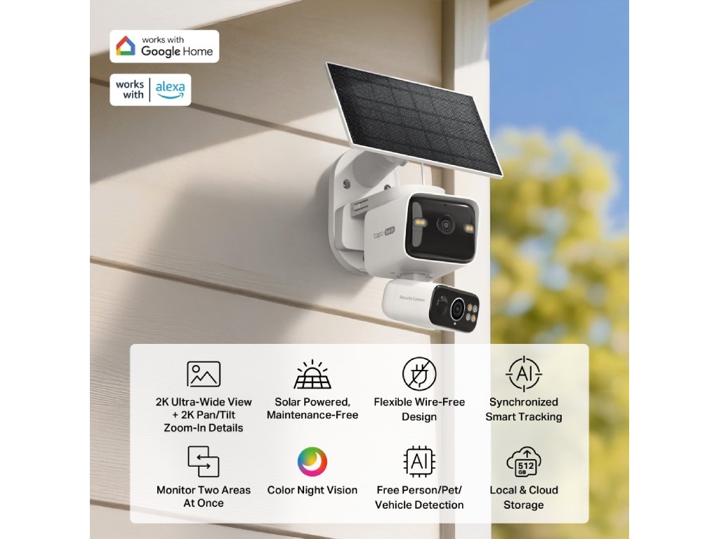 TP-LINK TAPO C645D KIT Dual 2K Solar-Powered Dual-Lens Pan/Tilt Security Camera Kit