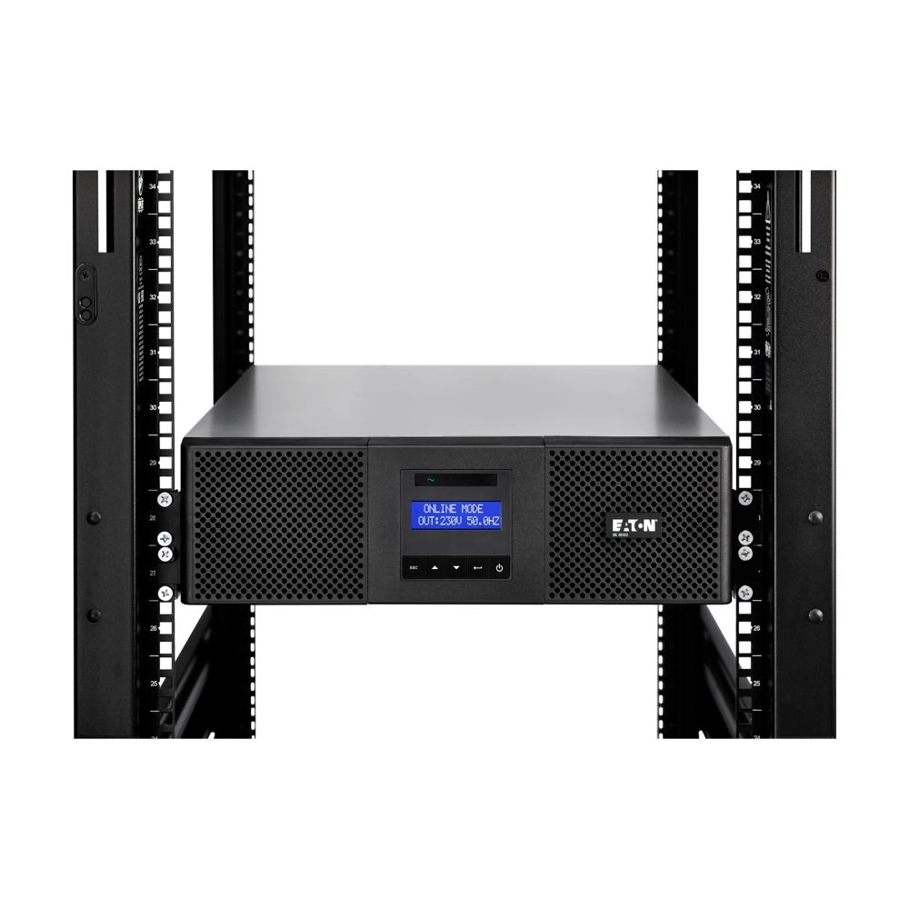Eaton 9E UPS, 6000 VA, 5400 W, Input: Hardwired, Outputs:(8)C13,(2)C19,Rack,3U, Online/Double-conv